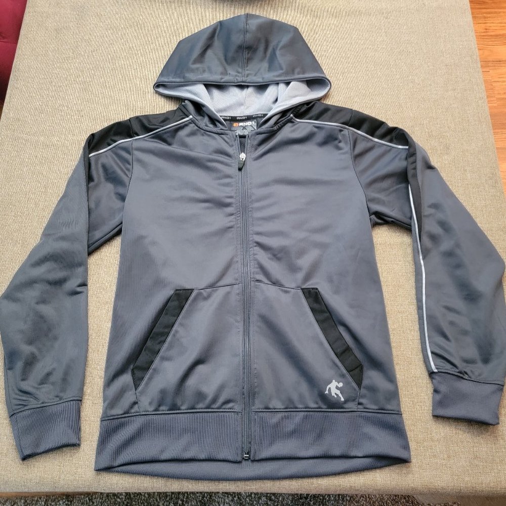 AND1 Black Gray Athletic Basketball Street Gear Jacket